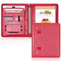 Zippered Portfolio 3 Ring Padfolio Binder (1'' Round Ring), Toplive Business Portfolio Folder Document Organizer for Interview, Conference and Presentation, Red