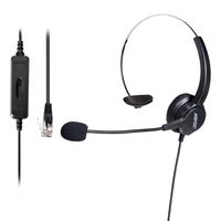 AGPTEK Hands-Free Call Center Noise Cancelling Corded Monaural Headset Headphone for Desk Telephone with 4-Pin RJ9 Crystal Head