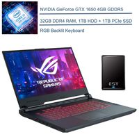 2020 ASUS ROG 15.6" FHD Gaming Laptop Computer: Intel Hexa-Core i7-9750H Up to 4.5GHz/ 32GB DDR4 RAM/ 1TB HDD + 1TB PCIe SSD/ NVIDIA GeForce GTX 1650/ Windows 10 Home + EST 500GB External Hard Drive