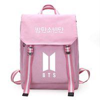 NUOFENG Kpop Cartoon BTS Backpack Bangtan Boys Satchel Schoolbag Casual Daypack Laptop Bags (Pink 2)