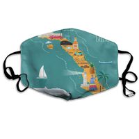 SZjinghao Anti Pollution Dust Mask,Washable And Reusable Face Mouth Mask For Cold Weather Beach Map Of Cuba Cuban Landmarks Woman Cigars Explore