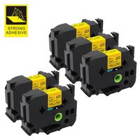 Replace TZe-S651 Extra Strength Adhesive Laminated 24mm Yellow Tape Compatible with Brother P-Touch Label Tape TZES651, Black on Yellow 0.94 Inch x 26.2 Feet (24mm x 8m) 5-Pack