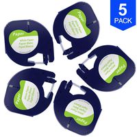 compatible with Dymo Letratag Refill 91330 Label Tape 12mm 0.47 Inch Self-Adhesive, Black Print on White Paper Tape, 1/2 Inch x 13 Feet Work for Dymo LetraTag Plus LT100H LT100T QX50, (10697 S0721510)