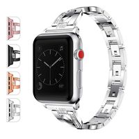 JOMOQ Compatible Apple Watch Bands Women, Stainless Steel Bling Replacement Band Accessories X-Link Rhinestones Diamond Apple Watch Series 4/Series 3/Series 2/Series 1