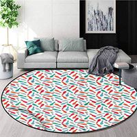 RUGSMAT Bowling Computer Chair Floor Mat,Watercolor Skittles Super Soft Living Room Bedroom Home Shaggy Carpet Diameter-39