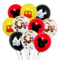 40 Pack Mouse Balloons, 12 Inch Latex Balloons Red Black Yellow Color Confetti Balloons Kit for Baby Bbay Party Baby Shower Mouse Theme Party Supplies