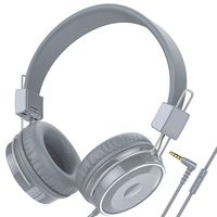 Baseman On Ear Wired Headphones with Mic, Lightweight and Folding Portable Headphone, Stereo and Heavy Bass Boosted Headphones with 1.5M Braided Cord for Cellphone Laptop Tablet Computer Mp4 Mp3 Grey