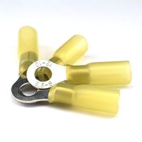 DZSE Elec 10pcs M6 24A Heat Shrink Ring Wire Connector Nylon Fully Insulated Waterproof Butt Marine Automotive Electrical Wiring Crimp Terminals 1/4" AWG 12-10 Yellow