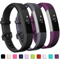 GEAK Compatible with Fitbit Alta and Fitbit Alta HR Band, Soft Classic Accessories Sport Bands Compatible for Fitbit Alta HR/Fitbit Ace,Large,Black Gray Plum