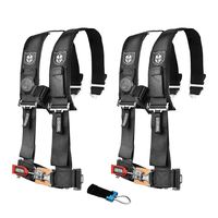Pro Armor A114220 P151100 Black 4-Point Harness 2 Inch Straps RZR UTV Seat Lap Belt with Bypass Clip 2 Pack
