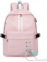 El-fmly Cute Backpack School Bookbag Laptop USB Charging Port Rucksack Shoulder Earphone Hole Travel Pink Bag for Girl Teen Boy