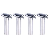 Amarine Made 4 Pack of Stainless Steel Rod Holders Rubber with Cap, Liner, Gasket (15 Degree Rod Holders)