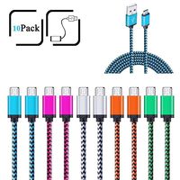 Android Charger Braided 10Ft, Ailkin 10Pack Fast Charger Android Cable Micro USB Power Cords Compatible for Samsung Galaxy J7 S7 J3 S6 Edge Charger, LG Stylo 3 2 K30 K20, Moto X, Kindle Fire and More