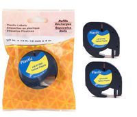 2/Pack LM Tapes - Premium Black on Yellow Polyester Compatible Tape for LetraTag Printers, Replaces Dymo 91332 Letra TAG