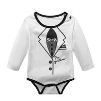 Baby Boys Romper Jumpsuit Toddler Clothes for 0-24 Months Gentle Syle Long Sleeve T-Shirt Children Tops White