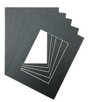 Pack of 5 8x10 Black Picture Mats with White Core, for 4x6 Pictures