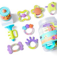 iPlay iLearn Baby Rattles Set, Infants Teething Play Toys, Babies Chewing Silicone Teether, Shaker, Grab, Development Educational Musical Gift Set for 4, 5, 6, 9, 12, 18 Month Old, Newborn, Boy, Girl
