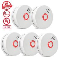 Photoelectric Smoke Detector, 5 Packs Portable Smoke and Fire Alarm Sensor with 9V Battery Operated,UL Listed