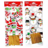 Christmas Cello Bags with Twist Ties, Santa Snowman Favor Bags; Perfect for Teachers, Parties, Events, and More! (40 Bags)
