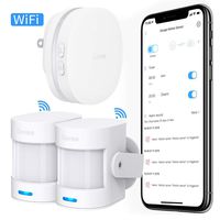 Govee Wi-Fi Motion Sensor Alarm, Remote Motion Detector for Home Security, Indoor Door Sensor with APP Notifications, 2 PIR Motion Detectors and 1 Plug-in Gateway (No Sound) - Not Support 5G