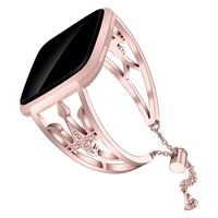 Valchinova Compatible with Fitbit Versa Bands Replacement with Bling Rhinestones Premium Stainless Steel Wristband Strap Metal Bracelet Accessory (Rose Pink)