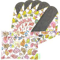 Wegreeco Bamboo Reusable Sanitary Pads - Cloth Sanitary Pads | Light Incontinence Pads | Reusable Menstrual Pads - Pack of 5, 1 Cloth Mini Wet Bag Bonus (Medium, Lovely Bird)