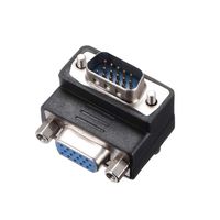 uxcell DB15 VGA Gender Changer 15 Pin Female to Male 3-Row Right Angle Mini Gender Changer Coupler Adapter Connector for Serial Applications Black