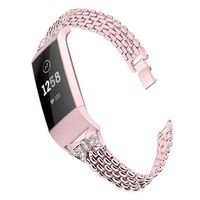 Crystal Metal Bands Compatible with Fitbit Charge 3 Smart Watch,Stainless Steel Strap Wristbands Jewelry Bracelets Replacement Accessory for Women Girls