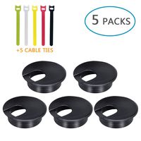 Desk Grommet 2 Inch Wire Covers 5pcs for Cords Cables Plug Hole Cover Wire Organizers for Home Office Desk with 5 Fastening Cable Ties,Black