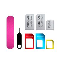 Hongfei SIM Card Adapter Kit 5 in 1 Nano & Micro SIM Card Converter with Metal Tray Polishing Tool and Eject Pin