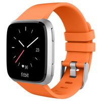 UMTELE for Fitbit Versa Bands, Silicone Replacement Sport Strap with Metal Buckle for Fitbit Versa, Large, Orange