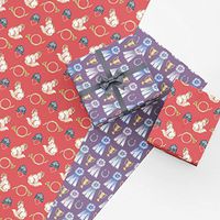 Watercolor Equestrian Gift Wrap Collection, 8 Rolled Sheets of Wrapping Paper with Foxes, Horns, Ribbons, Horseshoes, Trophies and Ribbons, Made in America by REVEL & Co