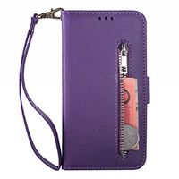 Zipper Wallet Case with Black Dual-use Pen for Samsung Galaxy S10 Plus,Aoucase Money Coin Pocket Card Holder Shock Resistant Strap Purse PU Leather Case for Samsung Galaxy S10 Plus - Purple