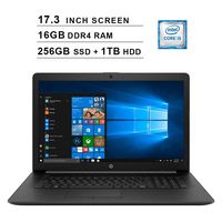 2019 HP Pavilion 17.3 Inch HD Laptop (8th Gen Inter 4-Core i5-8265U up to 3.9GHz, 16GB DDR4 RAM, 256GB SSD (Boot) + 1TB HDD, Intel UHD Graphics 620, WiFi, Bluetooth, HDMI, DVD, Windows 10) (Renewed)