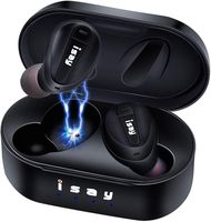[Upgraded Version] Bluetooth 5.0 Wireless Earbuds with Charging Case, ISAY Bluetooth Headphones Stereo in-Ear Built-in Mic Headset True Wireless Earbuds Deep Bass Wireless Earphones (Black)