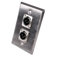 Seismic Audio SA-PLATE40 Stainless Steel Wall Plate Dual XLR Male Connectors for Cable Installation