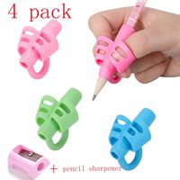 Pencil Grips Assorted Writing Aid Grip Trainer Posture Correction Finger Grip for Kids Preschoolers Children Adults (Pencil Grips- 4 Pack 3 Finger)