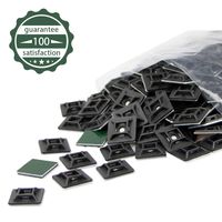 Cable Tie Mount 3/4 Inch 19mm Samll Black Strong Self Adhesive Mounting, 100 Pieces.perfect for Wire Clips Cable Management Zip Tie Anchors,Durability Pro-grade UV Wire Holder