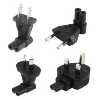 Plugrand Right Angle Universal Male to C7 AC Adapter Set, UK/Australia/Europe/USA 2-Prong Male to IEC 320 C7 Angled Power Adapter.