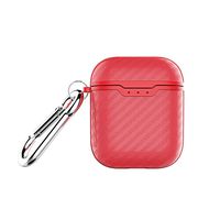 Portable Carbon Fiber Cover Case Cute Protective Cover Skin Case with Anti-Lost Hook for Apple AirPods 1th Charging Case