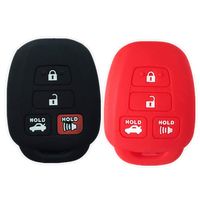 MJKEY 2Pcs Black Red Silicone Rubber 4 Buttons Smart Key Cover Bag Case Fob Holder Protector for 2012 2013 2014 Toyota RAV4 Corolla Camry Venza Avalon Highlander Replacement Key Fob HYQ12BDM