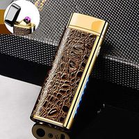 Dual Arc Lighter with Flashlight Double Arc Lighter USB Rechargeable Windproof Flameless Plasma Electronic No Gas Good for Cigar Candle Cigarette(Gold)