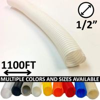 Electriduct 1/2" Split Wire Loom Tubing Polyethylene Flexible Conduit (0.5 Inch ID) - White - 1100 Feet