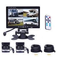 Backup Camera, Dual Reverse Camera for Car, 4 Split Screen 7'' Quad View Backup Monitor Kit, Waterproof Night Vision HD Backup Camera for Truck Trailer Heavy Box RV Camper Bus Backup Camera System