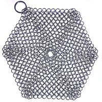 Cast Iron Cleaner, 316 Premium Stainless Steel Cast Iron Skillet, Chainmail Scrubber for Cast Iron Pan Pre-Seasoned Pan Dutch Ovens Waffle Iron Pans Scraper Cast Iron Grill Frying Pan (8 Inch Hexagon)
