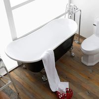 63" Acrylic Clawfoot Bathtub Elegant, Traditional Oval Slipper Tub with Claw Feet for Bathroom, Black (E-1675B)