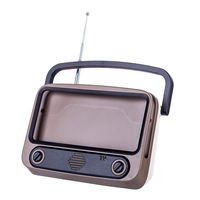 Goshfun [Upgraded] Retro TV Bluetooth Speaker Mobile Phone Holder, Portable Desktop Radio Cell Phone Stand Accessories for Phones with Screen Within 6.4 Inches (Mocha Brown)