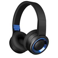 Bluetooth Headphones with Built-in Mic, Wireless and Wired Over-Ear Headset with Comfortable Earpad for PC, Tablets and Smartphones (Black+Blue)