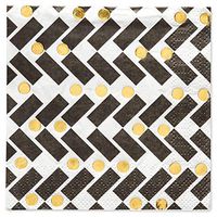 Papyrus Black and Gold Rush Beverage Napkins, 40-Count
