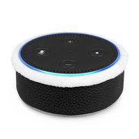 Fintie Protective Case for Amazon Echo Dot (Fits All-New Echo Dot 2nd Generation) - Premium Vegan Leather Sleeve Cover Plush Lined Holder Stand (Upgraded Edition) Black (SAAD005US-AD)